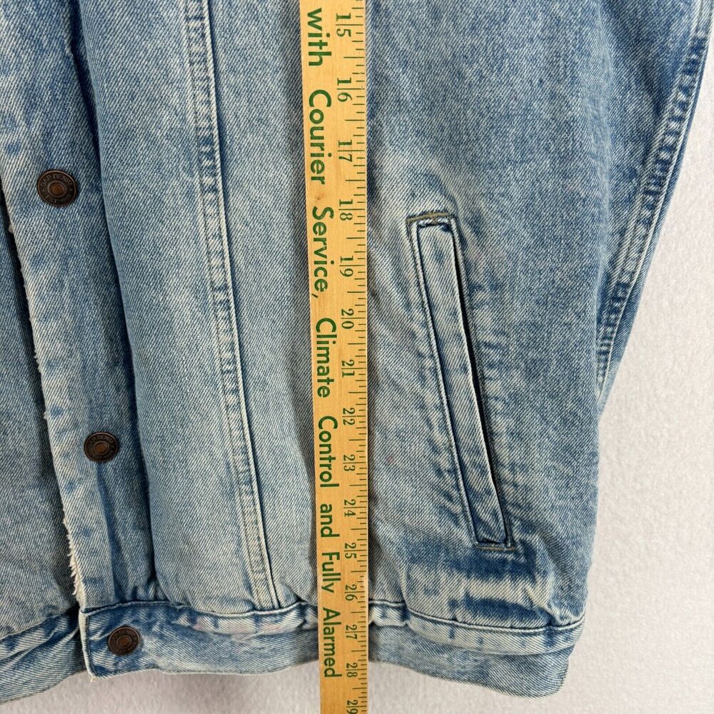 GAP DENIM Jacket Mens XL Trucker Sherpa Fleece Snap Front Cotton Light Wash Blue - Picture 13 of 14